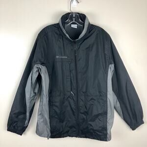 Columbia Men’s Zip Front Windbreaker Rain Jacket Size M Black Grey